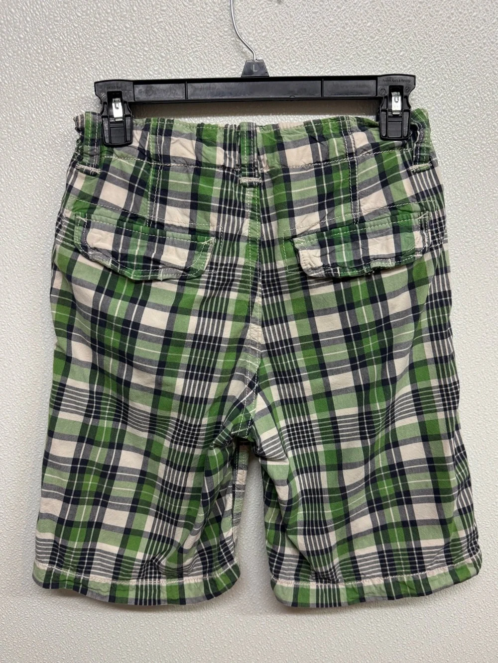 GAP Green Plaid Flat Front Boy's Shorts Sz 12 (E-20)